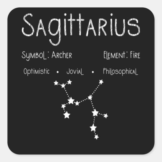 Boogschutter Sterrenbeeld Astrologie Vierkante Sticker (Voorkant)