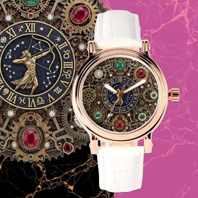 Boogschutter sterrenbeeld horloge, Steampunk, edel Horloge (Sagittarius Watch, Zodiac Signs, Jeweled)