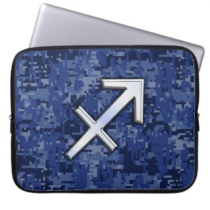 Boogschutter Sterrenbeeld op marineblauwe digitale Laptop Sleeve