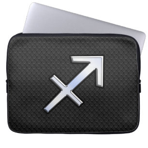 Boogschutter Sterrenbeeld op zwarte slangenhuid Laptop Sleeve