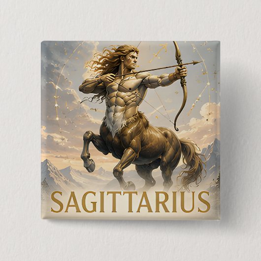 Boogschutter Sterrenbeeld Verjaardag Astrologie Ca Vierkante Button 5,1 Cm (Voorkant)