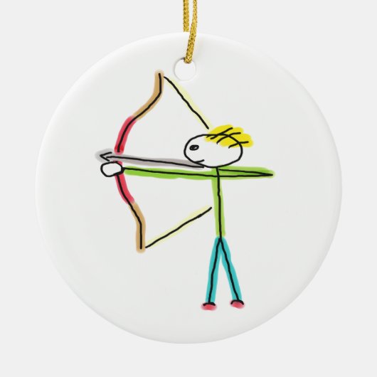 Boogschutter Stickman Keramisch Ornament (Voorkant)