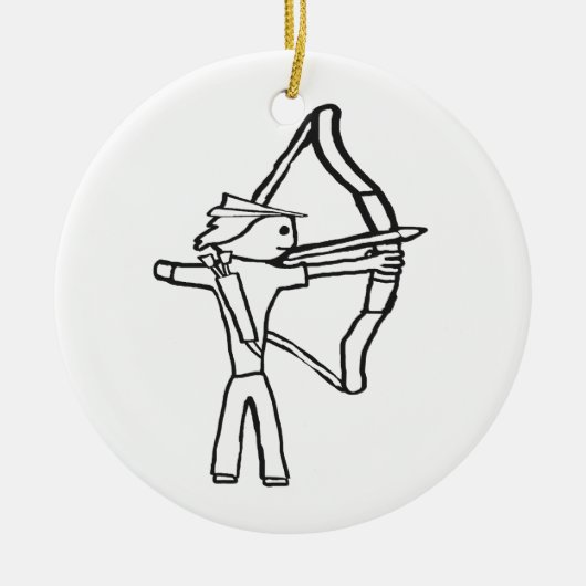 Boogschutter Stickman Keramisch Ornament (Voorkant)
