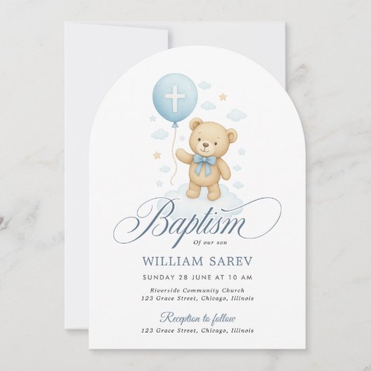 Boogschutter Teddy Bear Boy doop uitnodiging (Voorkant)
