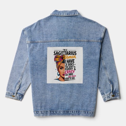 Boogschutter vrouw met drie kanten grappig cadeau  denim jacket (Achterkant)