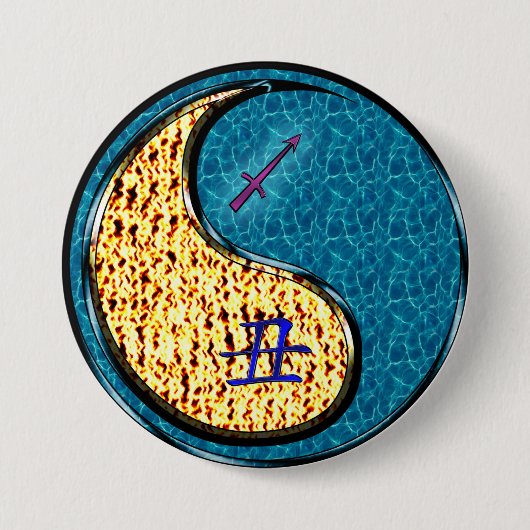 Boogschutter & Water Os Ronde Button 7,6 Cm (Voorkant)