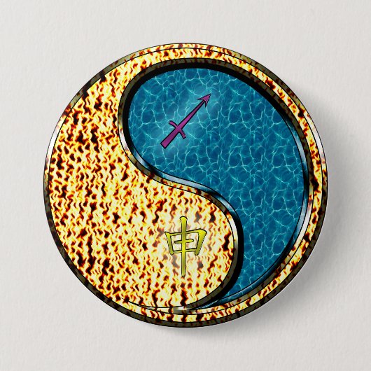Boogschutter & Wateraap Ronde Button 7,6 Cm (Voorkant)