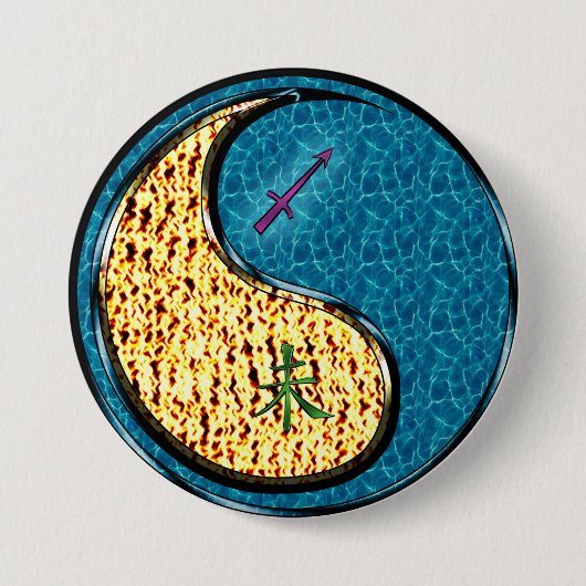 Boogschutter & Watergeit Ronde Button 7,6 Cm (Voorkant)
