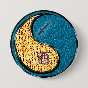 Boogschutter & Waterhaan Ronde Button 7,6 Cm