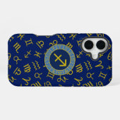 Boogschutter Zodiac + Astrologie Symbolen PTN Gld iPhone 16 Hoesje (Achterkant horizontaal)