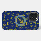 Boogschutter Zodiac + Astrologie Symbolen PTN Gld  iPhone Hoesje (Achterkant horizontaal)