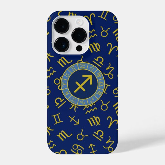 Boogschutter Zodiac + Astrologie Symbolen PTN Gld  iPhone Hoesje (Achterkant)