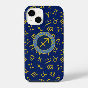 Boogschutter Zodiac + Astrologie Symbolen PTN Gld iPhone 14 Hoesje