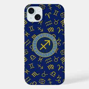 Boogschutter Zodiac + Astrologie Symbolen PTN Gld iPhone 15 Plus Case