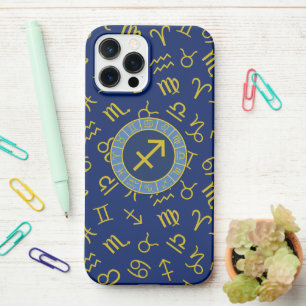 Boogschutter Zodiac + Astrologie Symbolen PTN Gld  iPhone 12 Pro Max Hoesje