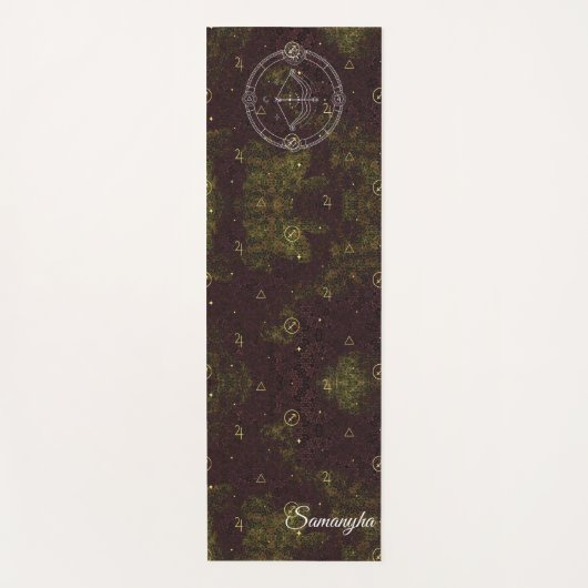 Boogschutter Zodiac Custom Paarse gouden bloem Yogamat (Voorkant)