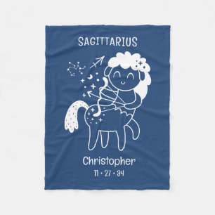 Boogschutter Zodiac Ster Naam Geboorte Datum Blauw Fleece Deken