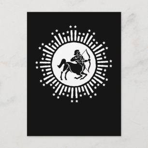Boogschutter Zodiac Symbool met Starburst Feestdagenkaart