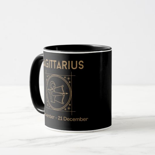 Boogschutter Zodiac Teken met Symbool en Eigenscha Mok (Voorkant links)
