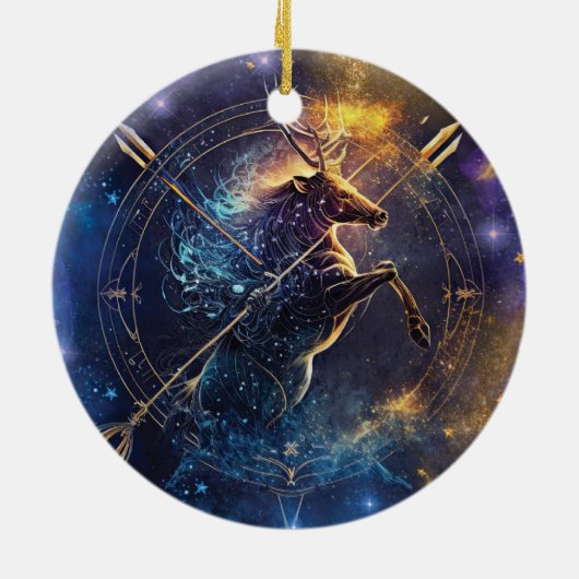 Boogschutter Zodiac Teken Waterverf Ontwerp Keramisch Ornament (Achterkant)