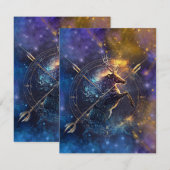 Boogschutter Zodiac Teken Waterverf Ontwerp Notitiekaartje (Voorkant / Achterkant)