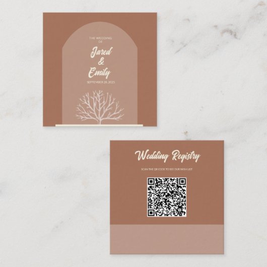 Boogstijl Natuur Wedding QR Code Enclosure Kaart (Voorkant / Achterkant)