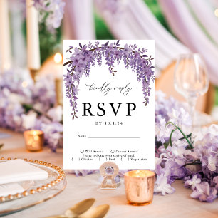 Boogtak Wisteria Bloemen Bruiloft RSVP Kaart