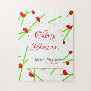 Boogvorm kersenbloesem rood groene babyshower legpuzzel