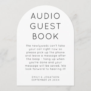 Boogvormig audio-gastenboek Huwelijk bord kaart