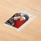 Boogvormige Foto Wit Script Vrolijk Kerstfeest Acryl Uitnodigingen (Laagn)