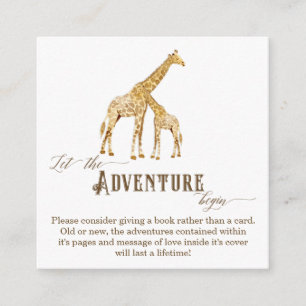 Book Adventure Enclosure Boy Baby shower Giraffe Informatiekaartje