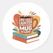 Book and Brew Bliss Ronde Sticker (Voorkant)