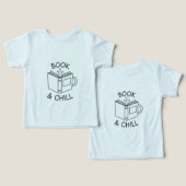 Book and Chill Minimal Line Art T-Shirt  (Ontwerp Voorkant & Achterkant)