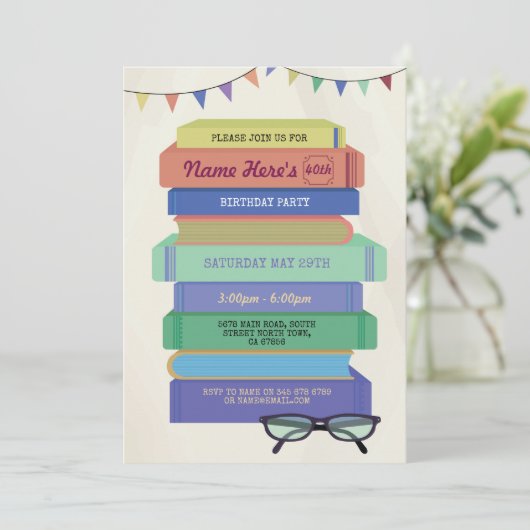Book Birthday Library Invitation Lecture Stack (Debout devant)