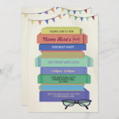 Book Birthday Library Invitation Lecture Stack (Devant / Derrière)