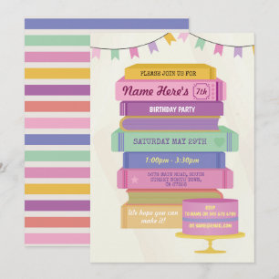 Book Birthday Library nodigt roze tas uit om te le Kaart