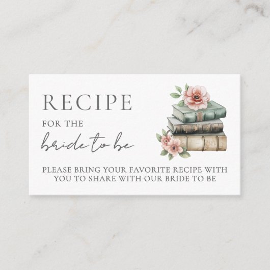 Book Bridal Shower Recipe Request Informatiekaartje (Voorkant)