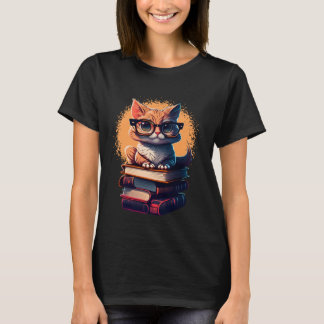 Book Cat fan bookworm Cats and Books 1 T-shirt