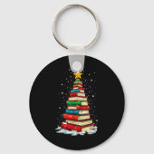 Book Christmas Tree Book Lover Teacher Librarian Sleutelhanger (Voorkant)