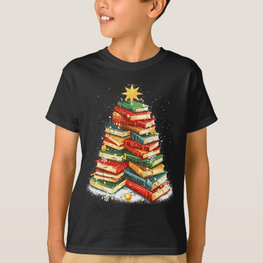Book Christmas Tree Reading  T-shirt (Voorkant)