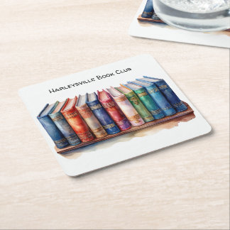 Book Club Customizable Square Beverage Coffee Vierkante Kartonnen Onderzetter