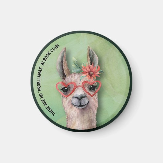 Book Club Cute Funny Llama Magneet (Voorkant)