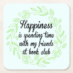 Book Club Group Gathering Book Worm Bibliophile Vierkante Kartonnen Onderzetter