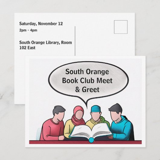 Book Club Open Invitation Customizable Briefkaart (Voorkant / Achterkant)