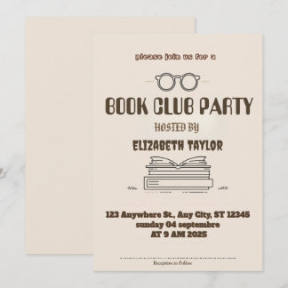 Book Club Party Invitation – Cozy Reading Night Kaart