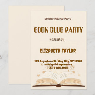 Book Club Party Invitation – Cozy Reading Night Kaart