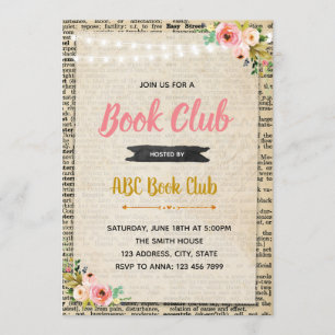 Book club party-uitnodiging kaart