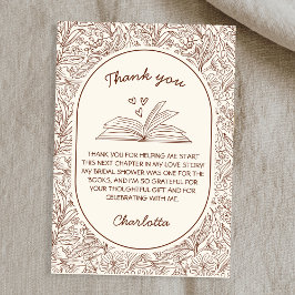 Book Club Theme Floral Brown Bridal Shower Bedankkaart