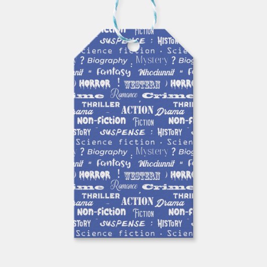 Book Genres Blue White Cadeaulabel (Voorkant)