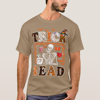 Book HalloweenT Trick of Read Skeleton Teacher Lib T-shirt